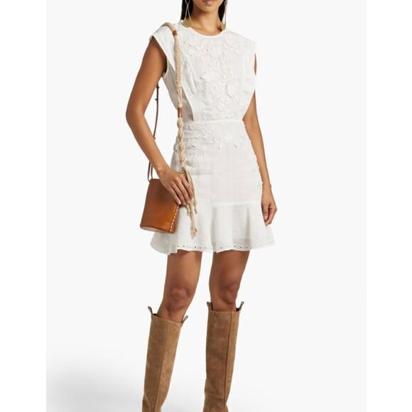Veronica Beard White Kerison Embroidered Dress - Picture 1 of 10